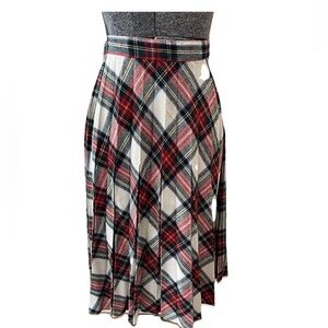 Parsons place Ltd 1980s VTG plaid wool blend pleated skirt-geek look-fall-winter